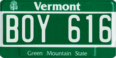 VT license plate BOY616