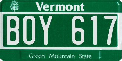 VT license plate BOY617