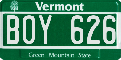VT license plate BOY626