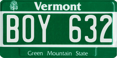 VT license plate BOY632