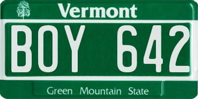 VT license plate BOY642