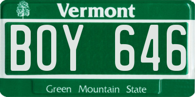 VT license plate BOY646