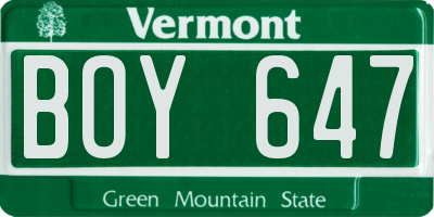 VT license plate BOY647