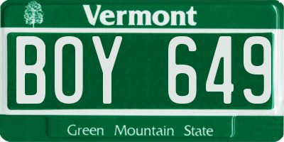 VT license plate BOY649