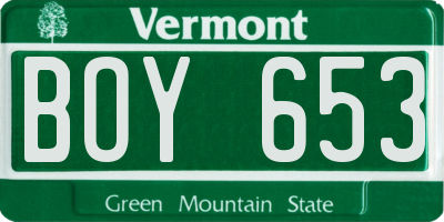 VT license plate BOY653