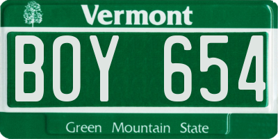 VT license plate BOY654