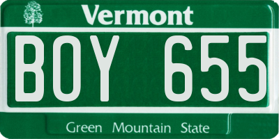 VT license plate BOY655