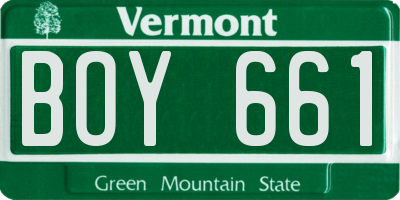 VT license plate BOY661