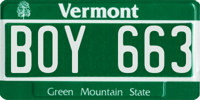 VT license plate BOY663