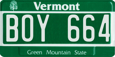 VT license plate BOY664