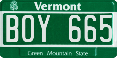 VT license plate BOY665