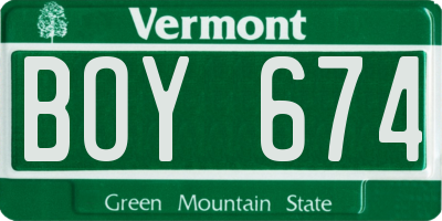 VT license plate BOY674