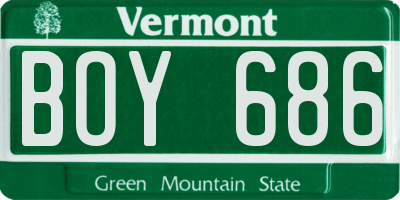 VT license plate BOY686