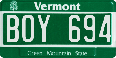 VT license plate BOY694
