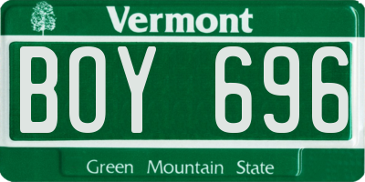 VT license plate BOY696