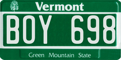 VT license plate BOY698