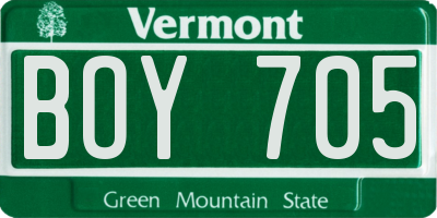 VT license plate BOY705