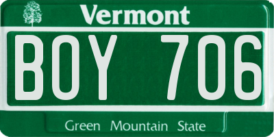 VT license plate BOY706