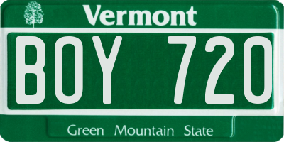 VT license plate BOY720