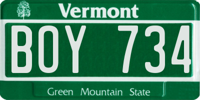 VT license plate BOY734