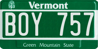 VT license plate BOY757
