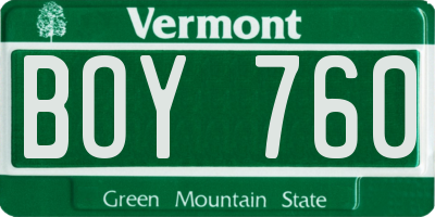 VT license plate BOY760