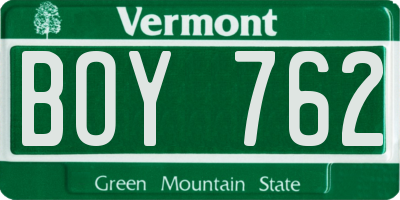 VT license plate BOY762