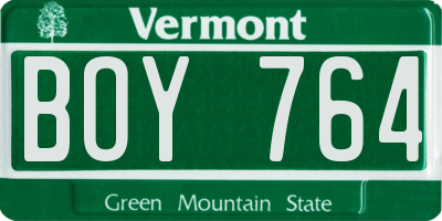 VT license plate BOY764