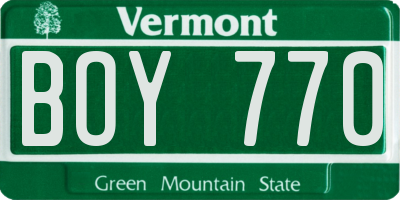 VT license plate BOY770