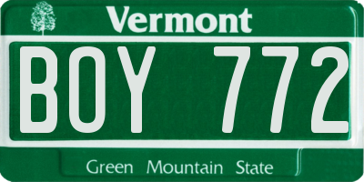 VT license plate BOY772