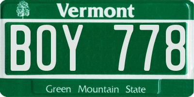 VT license plate BOY778