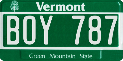VT license plate BOY787