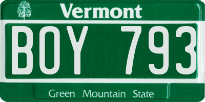 VT license plate BOY793