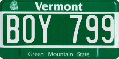 VT license plate BOY799