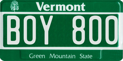 VT license plate BOY800