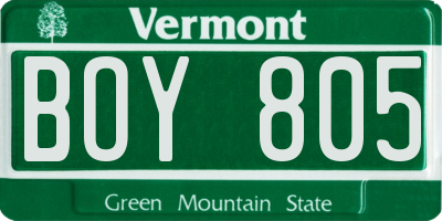 VT license plate BOY805
