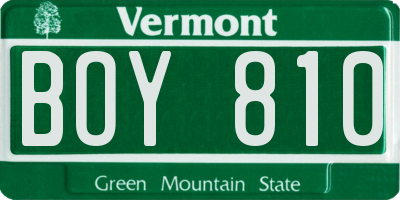 VT license plate BOY810