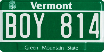 VT license plate BOY814