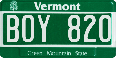 VT license plate BOY820