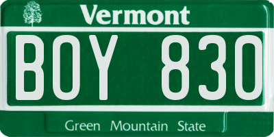 VT license plate BOY830