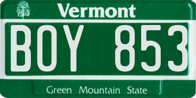 VT license plate BOY853