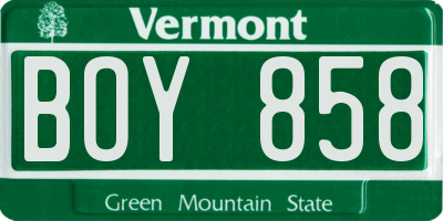 VT license plate BOY858