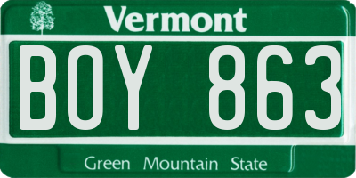VT license plate BOY863