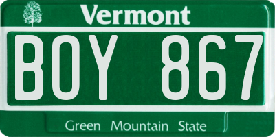 VT license plate BOY867