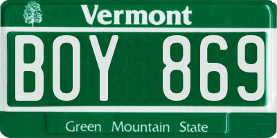 VT license plate BOY869