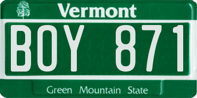 VT license plate BOY871