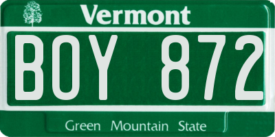 VT license plate BOY872