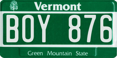 VT license plate BOY876