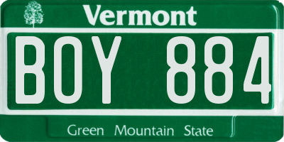 VT license plate BOY884