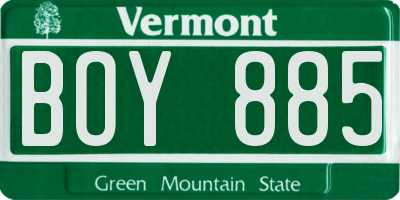 VT license plate BOY885
